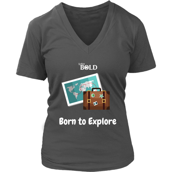 LiVit BOLD District Women's V-Neck Shirt - Born to Explore - LiVit BOLD