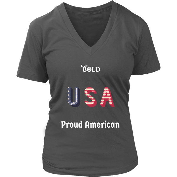 LiVit BOLD District Women's V-Neck Shirt - Proud American - LiVit BOLD