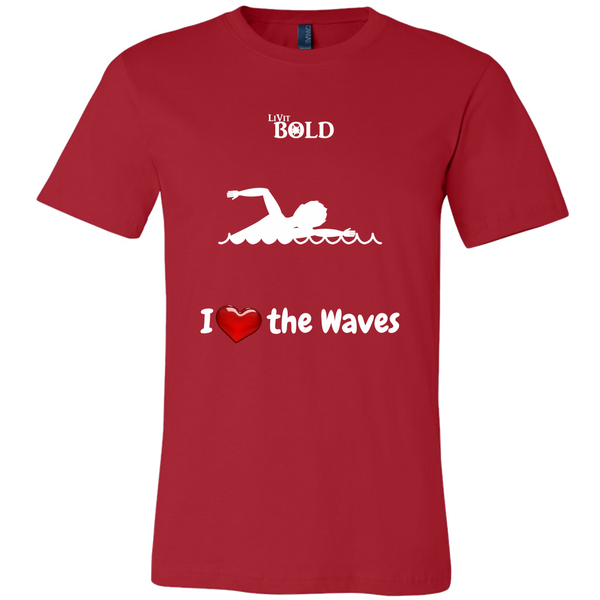 LiVit BOLD Canvas Men's Shirt - I Heart the Waves - Swimming - LiVit BOLD