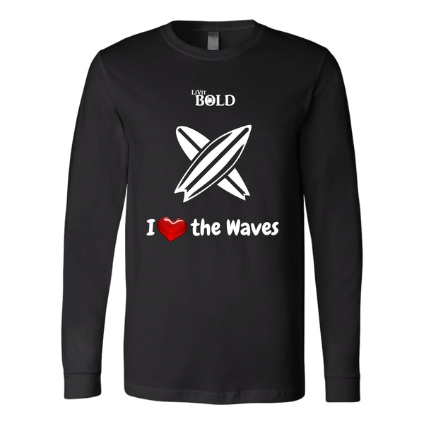 LiVit BOLD Canvas Long Sleeve Shirt - I Heart the Waves - Surfing - LiVit BOLD