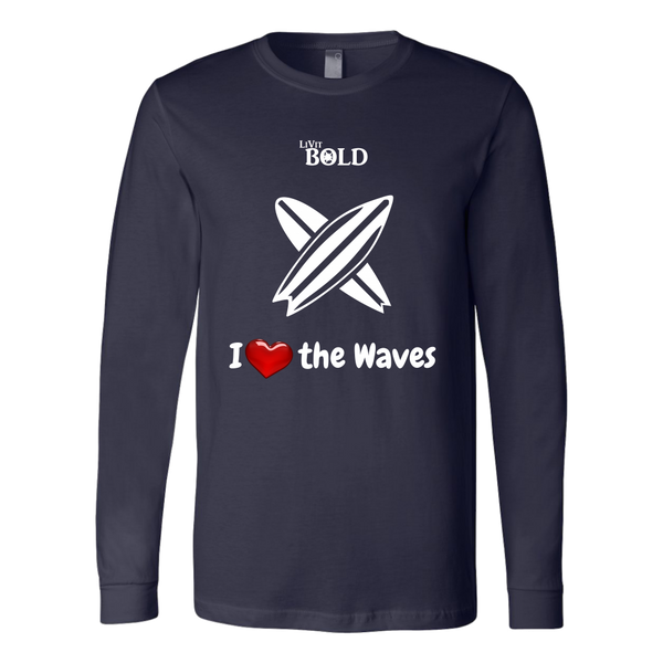 LiVit BOLD Canvas Long Sleeve Shirt - I Heart the Waves - Surfing - LiVit BOLD