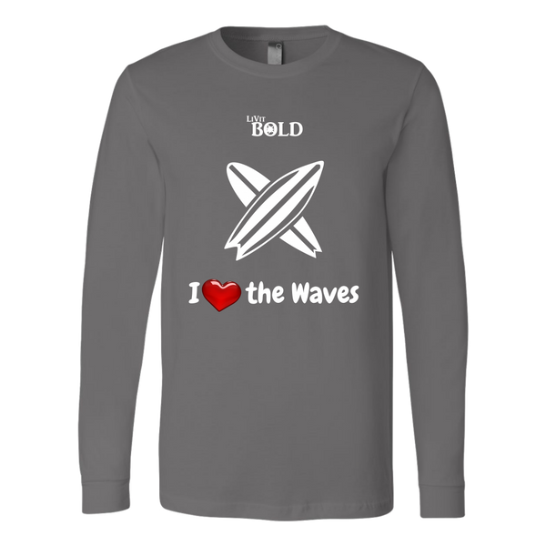 LiVit BOLD Canvas Long Sleeve Shirt - I Heart the Waves - Surfing - LiVit BOLD