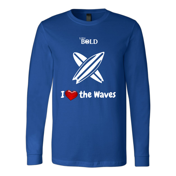 LiVit BOLD Canvas Long Sleeve Shirt - I Heart the Waves - Surfing - LiVit BOLD