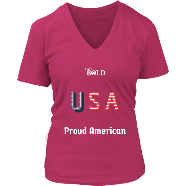 LiVit BOLD District Women's V-Neck Shirt - Proud American - LiVit BOLD