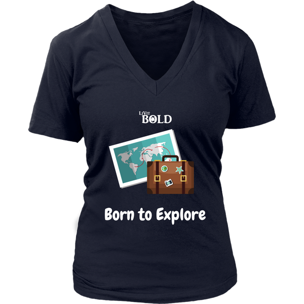 LiVit BOLD District Women's V-Neck Shirt - Born to Explore - LiVit BOLD