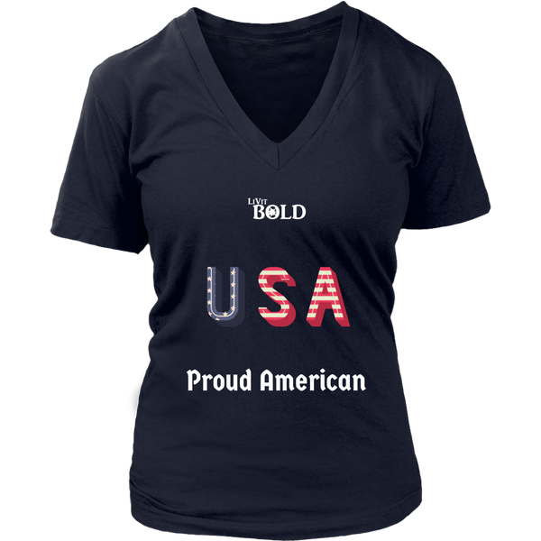 LiVit BOLD District Women's V-Neck Shirt - Proud American - LiVit BOLD