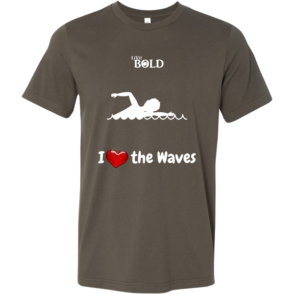 LiVit BOLD Canvas Men's Shirt - I Heart the Waves - Swimming - LiVit BOLD