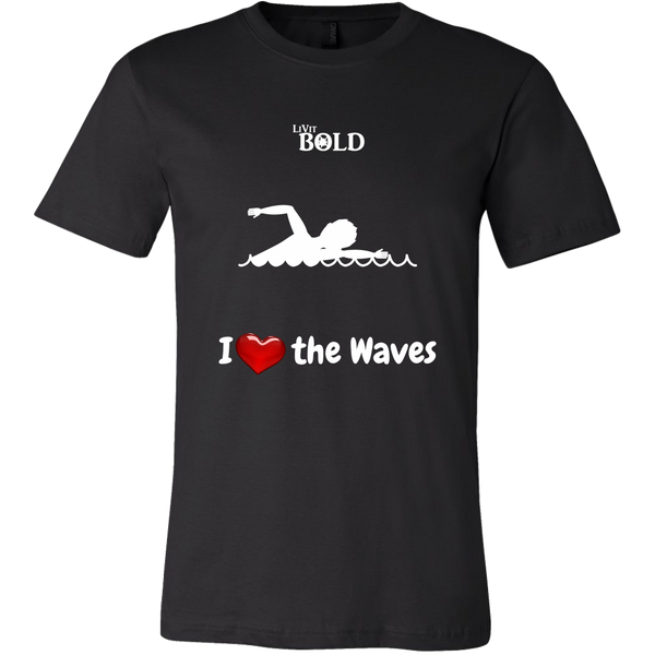 LiVit BOLD Canvas Men's Shirt - I Heart the Waves - Swimming - LiVit BOLD