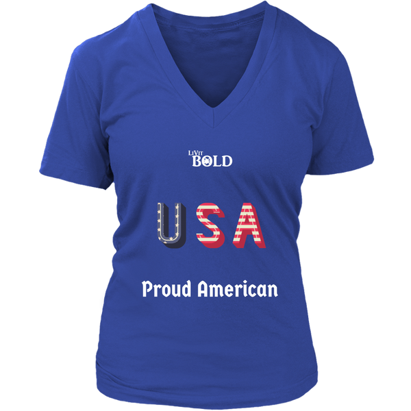 LiVit BOLD District Women's V-Neck Shirt - Proud American - LiVit BOLD