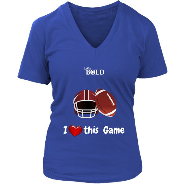 LiVit BOLD District Women's V-Neck Shirt - I Heart this Game - Football - LiVit BOLD