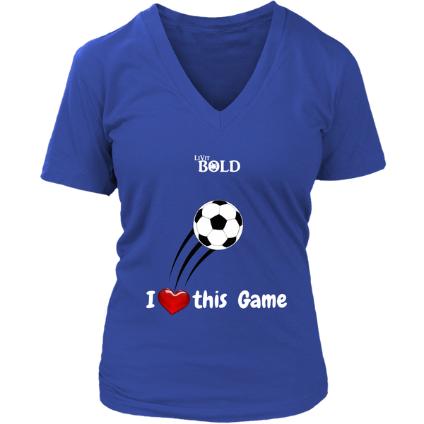 LiVit BOLD District Women's V-Neck Shirt - I Heart this Game - Soccer - LiVit BOLD