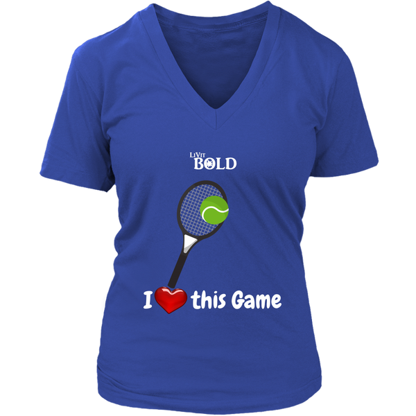 LiVit BOLD District Women's V-Neck Shirt - I Heart this Game - Tennis - LiVit BOLD