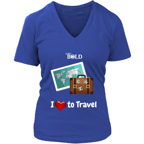 LiVit BOLD District Women's V-Neck Shirt - I love to Travel - LiVit BOLD