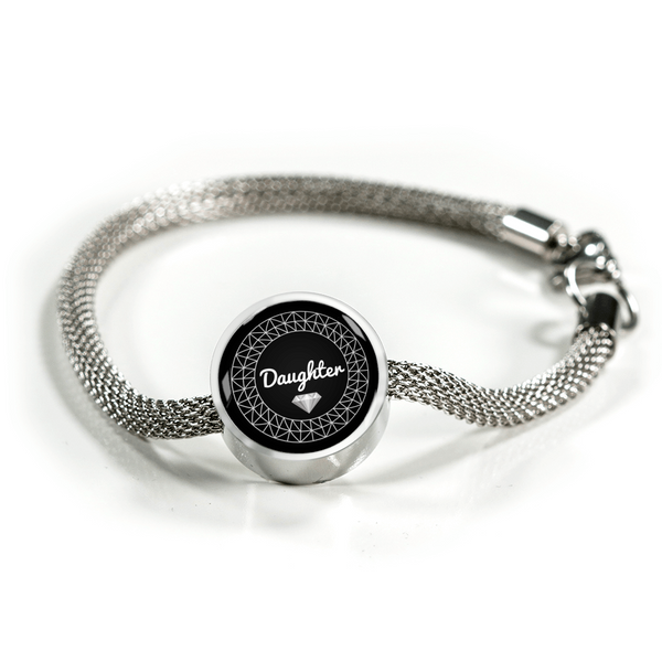 LiVit BOLD "Daughter" Circle Charm Bracelet w/ Dia pic - LiVit BOLD