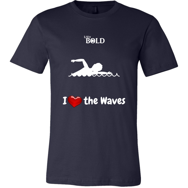 LiVit BOLD Canvas Men's Shirt - I Heart the Waves - Swimming - LiVit BOLD