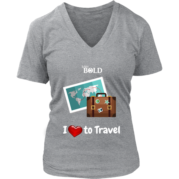LiVit BOLD District Women's V-Neck Shirt - I love to Travel - LiVit BOLD
