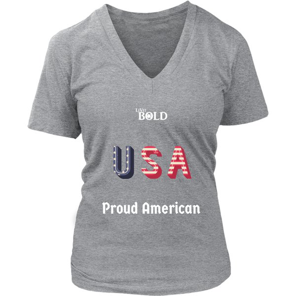 LiVit BOLD District Women's V-Neck Shirt - Proud American - LiVit BOLD