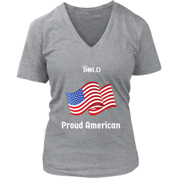 LiVit BOLD District Women's V-Neck Shirt - Proud American - LiVit BOLD