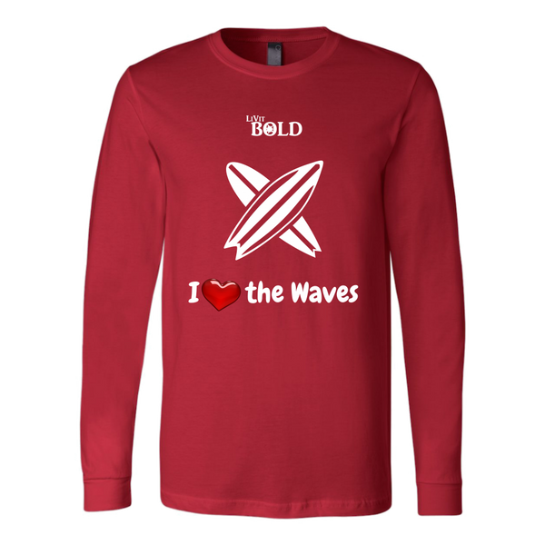 LiVit BOLD Canvas Long Sleeve Shirt - I Heart the Waves - Surfing - LiVit BOLD