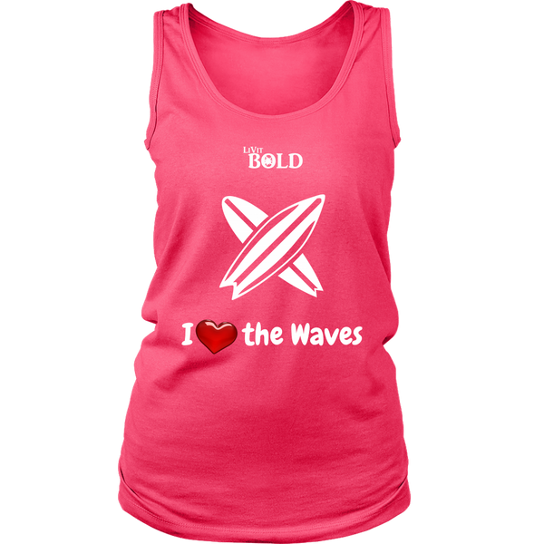 LiVit BOLD District Women's Tank - I Heart the Waves - Surfing - LiVit BOLD