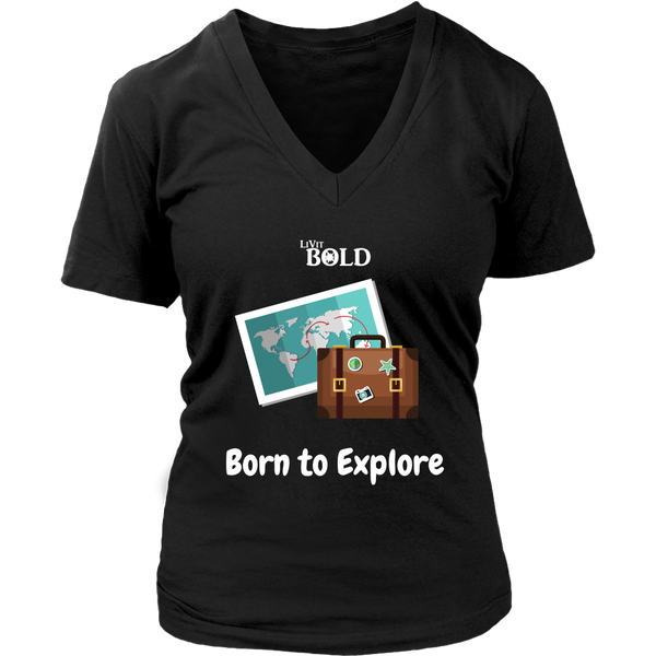 LiVit BOLD District Women's V-Neck Shirt - Born to Explore - LiVit BOLD