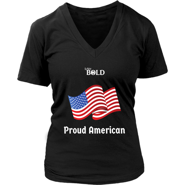 LiVit BOLD District Women's V-Neck Shirt - Proud American - LiVit BOLD