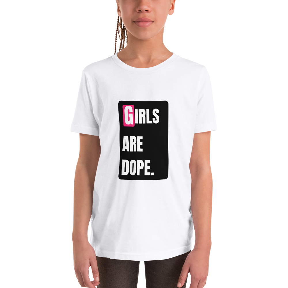Girls Are Dope (GAD) Black Box Logo White Short Sleeve Girl Size T-Shirt - LiVit BOLD