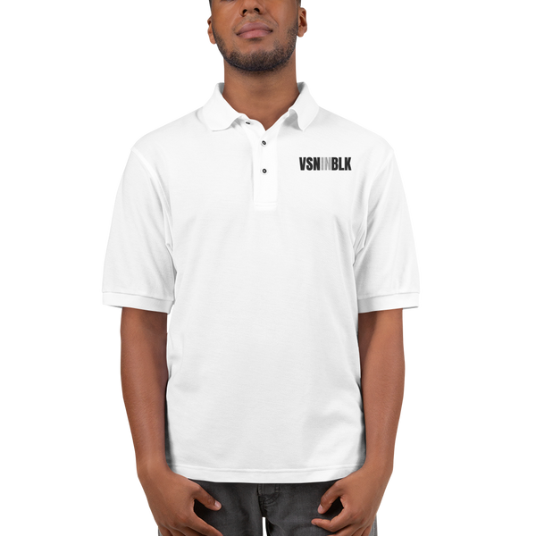VSNINBLK Men's Premium Polo - White - LiVit BOLD
