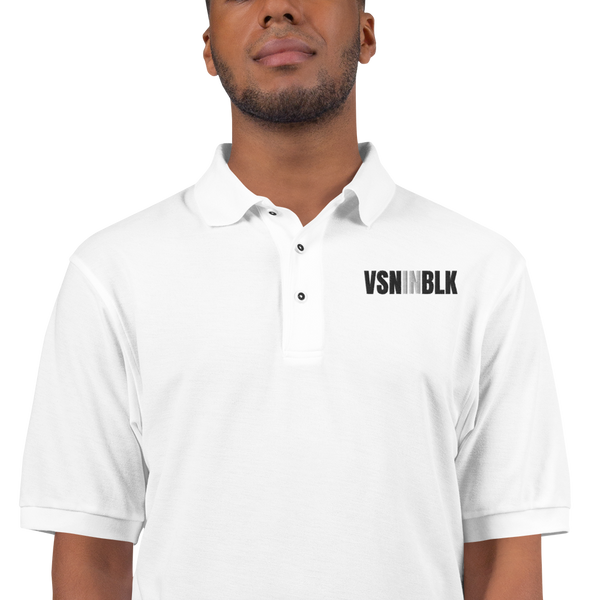 VSNINBLK Men's Premium Polo - White - LiVit BOLD