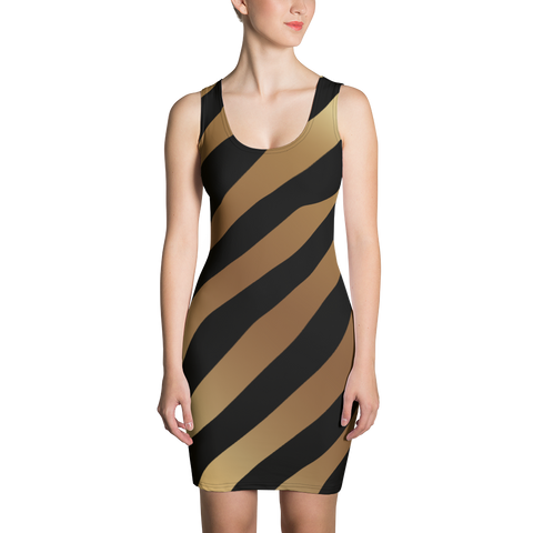 Black and Gold Stripes Sublimation Cut & Sew Dress - LiVit BOLD - LiVit BOLD