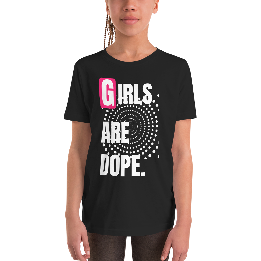 Girls Are Dope (GAD) It's A Swirly World Black Short Sleeve Girl Size T-Shirt - LiVit BOLD