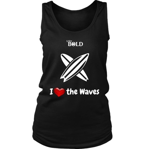 LiVit BOLD District Women's Tank - I Heart the Waves - Surfing - LiVit BOLD