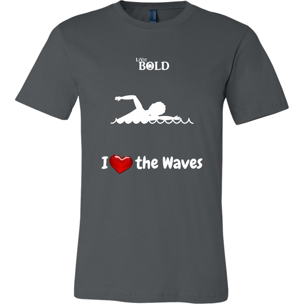 LiVit BOLD Canvas Men's Shirt - I Heart the Waves - Swimming - LiVit BOLD