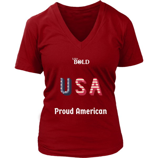 LiVit BOLD District Women's V-Neck Shirt - Proud American - LiVit BOLD