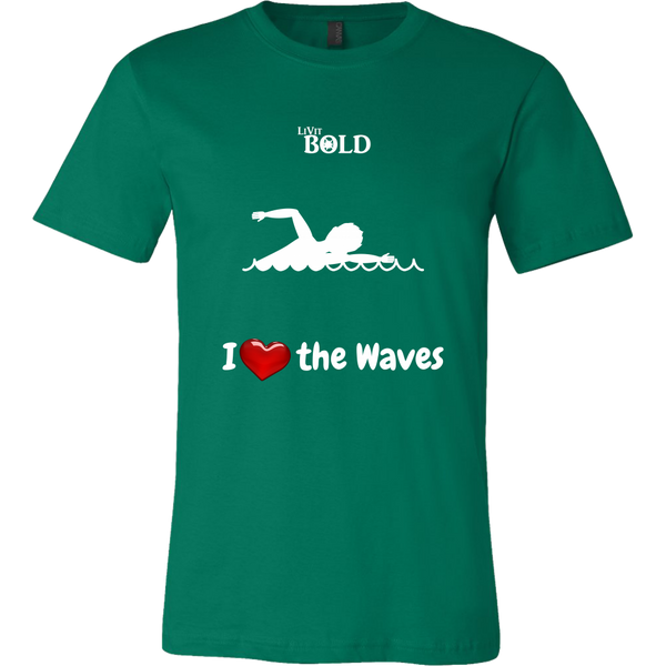 LiVit BOLD Canvas Men's Shirt - I Heart the Waves - Swimming - LiVit BOLD