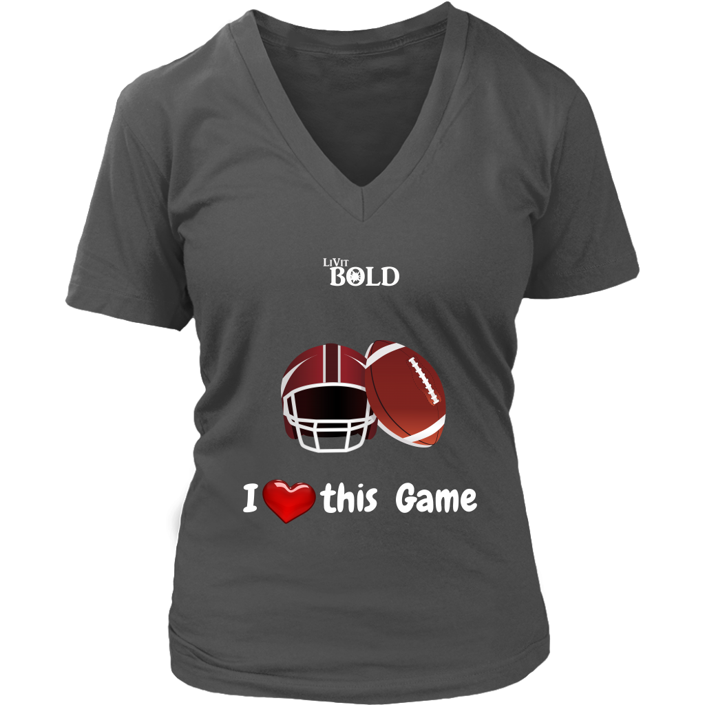 LiVit BOLD District Women's V-Neck Shirt - I Heart this Game - Football - LiVit BOLD