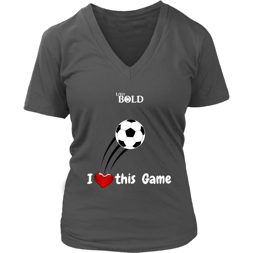 LiVit BOLD District Women's V-Neck Shirt - I Heart this Game - Soccer - LiVit BOLD