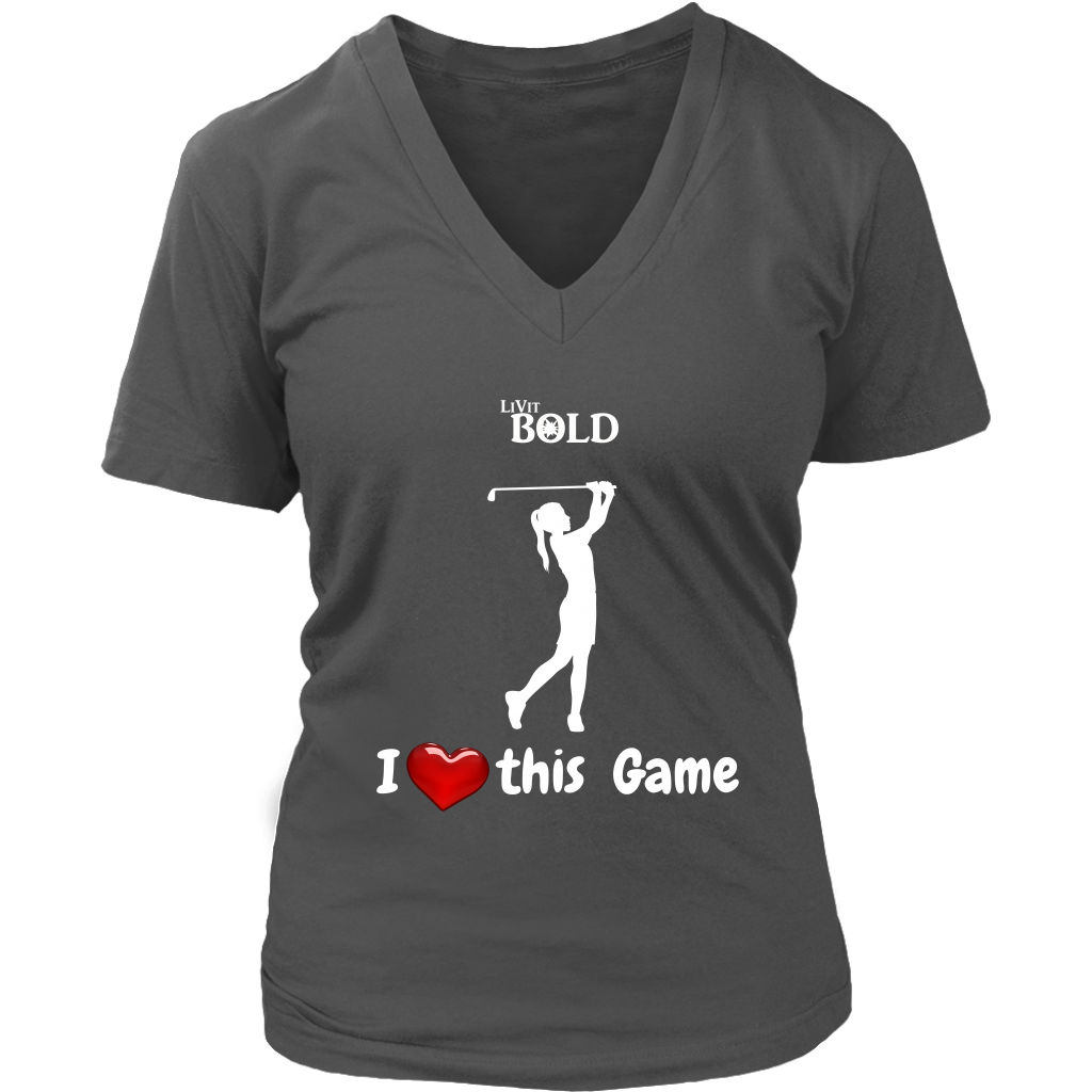 LiVit BOLD District Women's V-Neck Shirt - I Heart this Game - Golf - LiVit BOLD