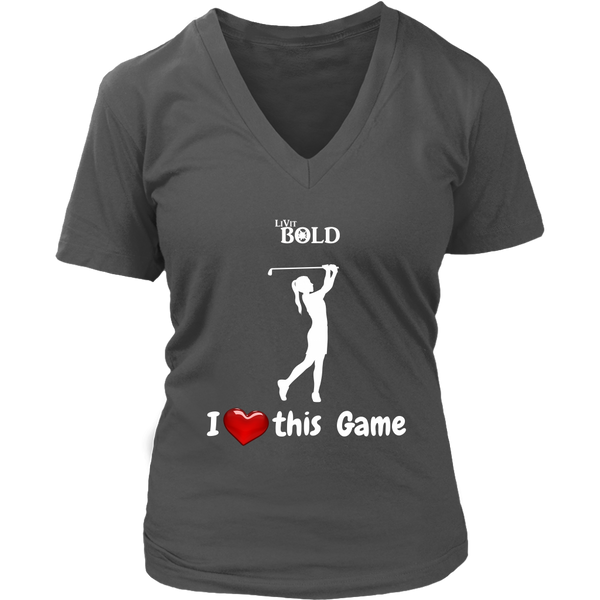 LiVit BOLD District Women's V-Neck Shirt - I Heart this Game - Golf - LiVit BOLD