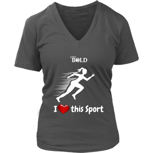 LiVit BOLD District Women's V-Neck Shirt - I Heart this Sport - Track & Field - LiVit BOLD