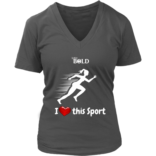 LiVit BOLD District Women's V-Neck Shirt - I Heart this Sport - Track & Field - LiVit BOLD