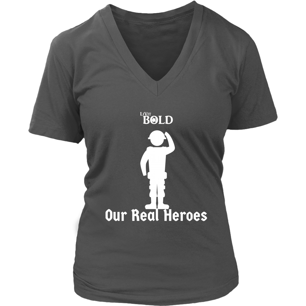 LiVit BOLD District Women's V-Neck Shirt - Our Real Heroes - Army Style - LiVit BOLD