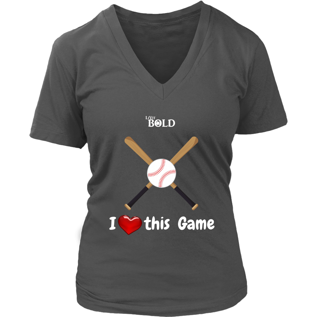 LiVit BOLD District Women's V-Neck Shirt --- I Heart This Game - LiVit BOLD
