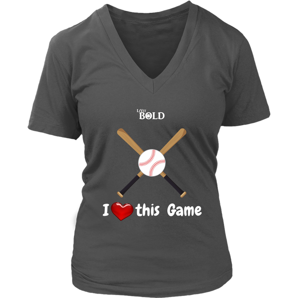 LiVit BOLD District Women's V-Neck Shirt --- I Heart This Game - LiVit BOLD
