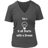 LiVit BOLD District Women's V-Neck Shirt - It all starts with a dream - LiVit BOLD