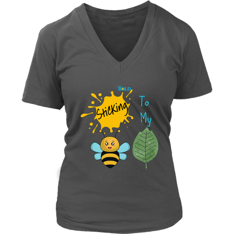 Sticking To My (Bee-Leaf) Belief - Women's V-Neck T-Shirt - LiVit BOLD - 8 Colors - LiVit BOLD