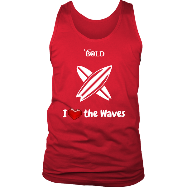 LiVit BOLD Men's Tank - I Heart the Waves - Surfing - LiVit BOLD