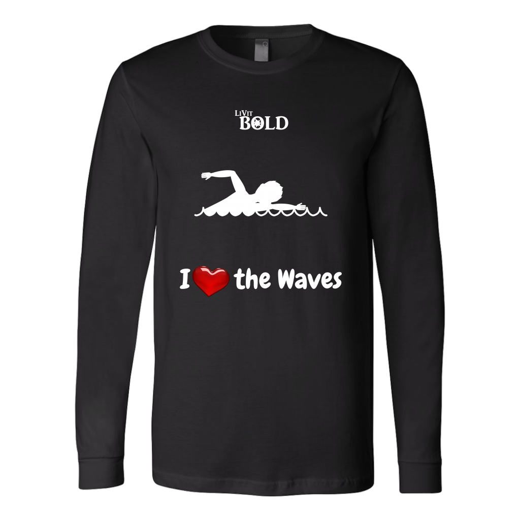 LiVit BOLD Canvas Long Sleeve Shirt - I Heart the Waves - Swimming - LiVit BOLD