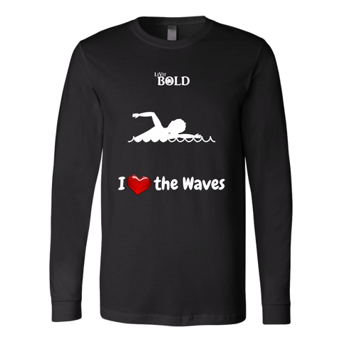 LiVit BOLD Canvas Long Sleeve Shirt - I Heart the Waves - Swimming - LiVit BOLD