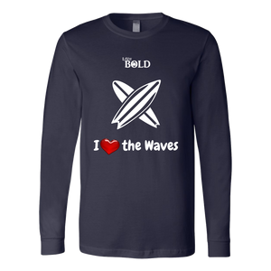 LiVit BOLD Canvas Long Sleeve Shirt - I Heart the Waves - Surfing - LiVit BOLD